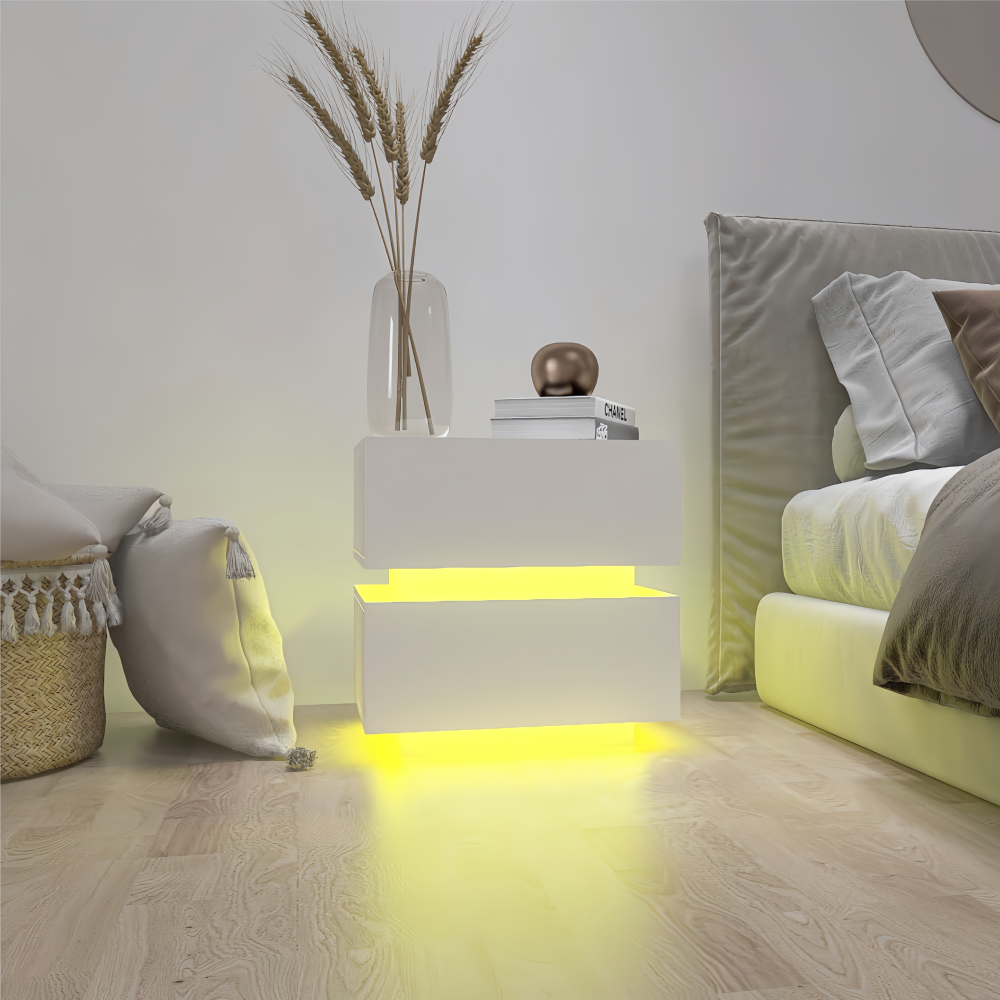 High‑Gloss Nightstand with LED